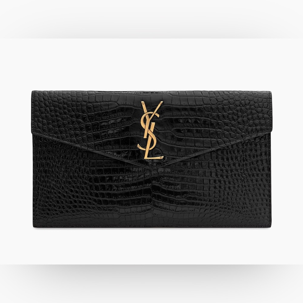 Yves Saint Laurent Uptown YSL Pouch Med Croc-Embossed Leather; Full Inclusion! - Picture 2 of 14
